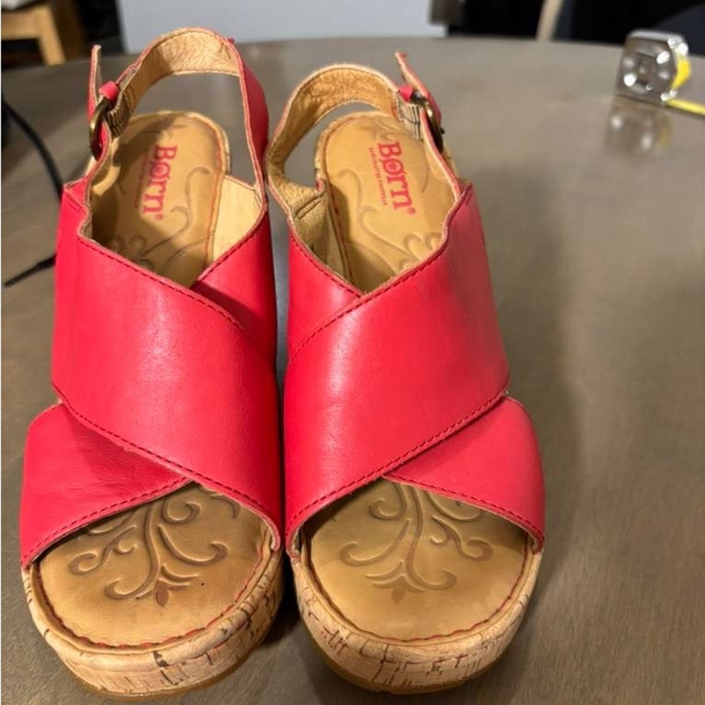 Born Women's Bright Red Leather Sandals